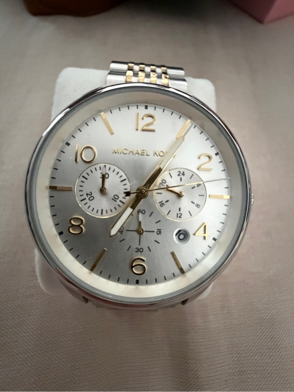 Michael Kors Silver and Gold-Tone Men's Chronograph Bracelet Watch